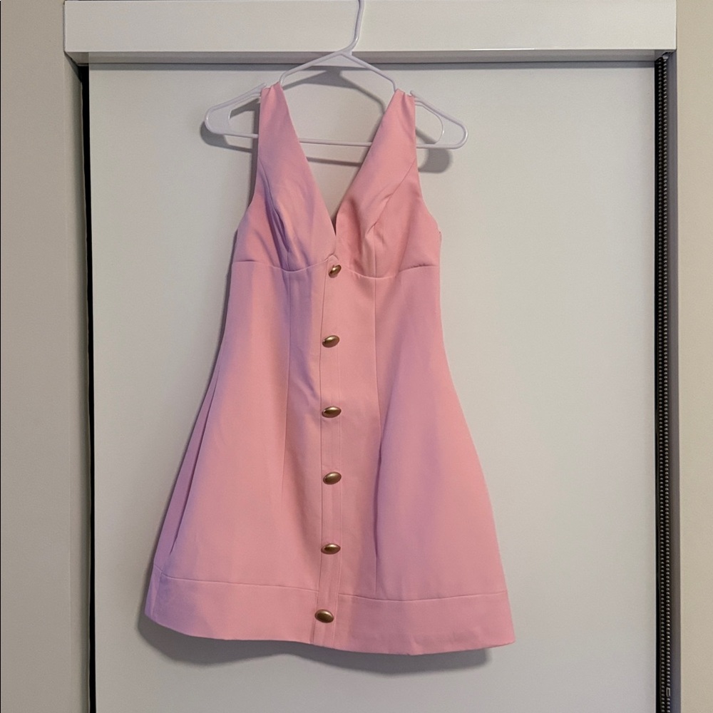 Pink Sleeveless V-Neck Dress